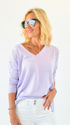 Poppy Relaxed Sweater - Lavender-130 Long Sleeve Tops-miracle-Coastal Bloom Boutique, find the trendiest versions of the popular styles and looks Located in Indialantic, FL