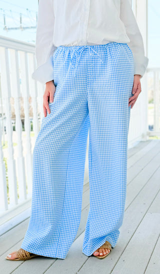 Lightweight Checkered Lounge Pants - Blue