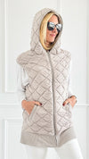 Quilted Lux Vest w/ Hood-Taupe-160 Jackets-Mono B-Coastal Bloom Boutique, find the trendiest versions of the popular styles and looks Located in Indialantic, FL