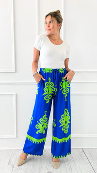 Riviera Bloom Italian Pant- Royal Blue-100 Pants-Italianissimo-Coastal Bloom Boutique, find the trendiest versions of the popular styles and looks Located in Indialantic, FL