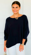 Ease & Flow Italian Dolman Sleeve Sweater-Navy-140 Sweaters-Italianissimo-Coastal Bloom Boutique, find the trendiest versions of the popular styles and looks Located in Indialantic, FL