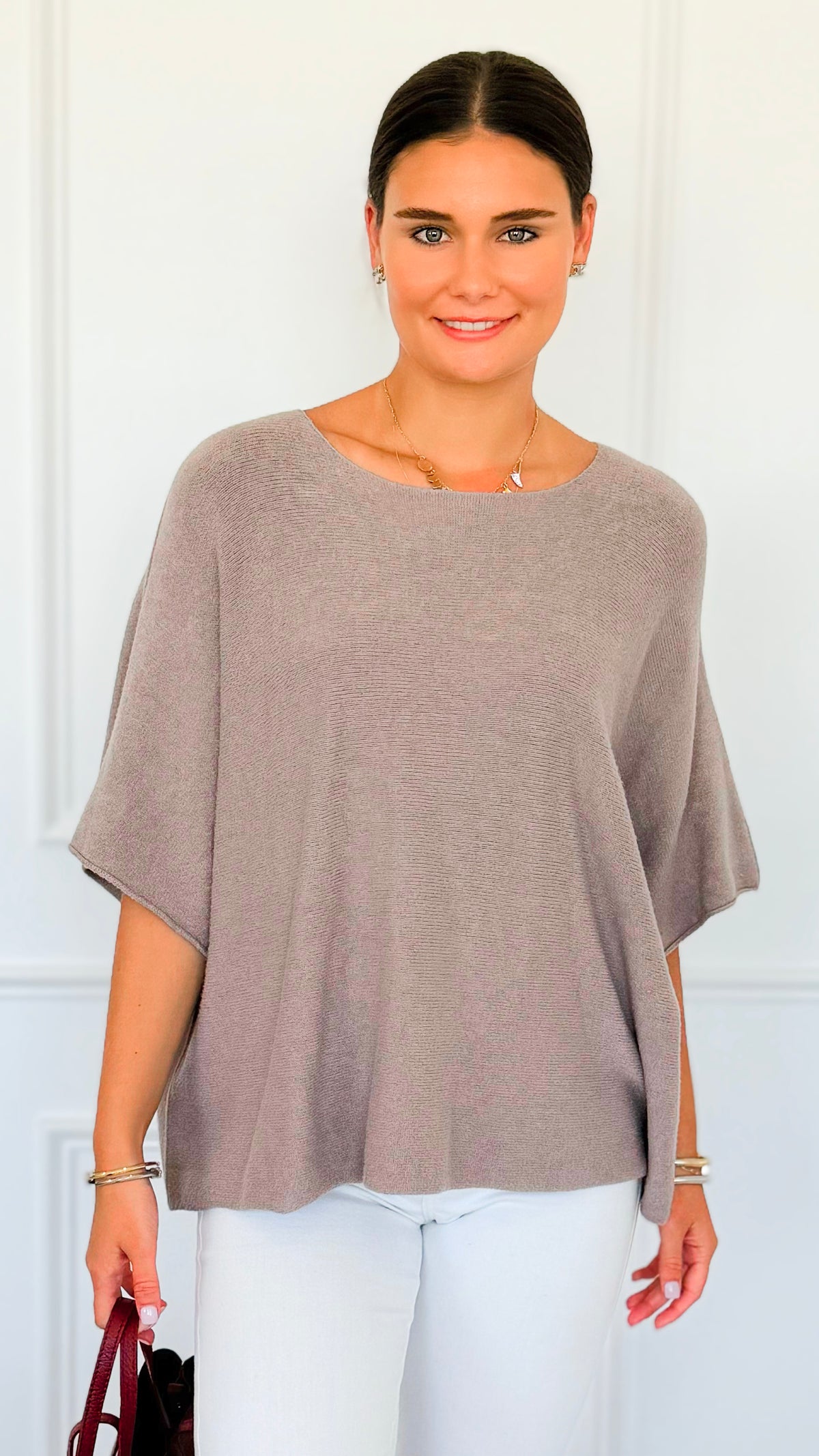 Winter in Amalfi Italian Top - Taupe-140 Sweaters-Italianissimo-Coastal Bloom Boutique, find the trendiest versions of the popular styles and looks Located in Indialantic, FL