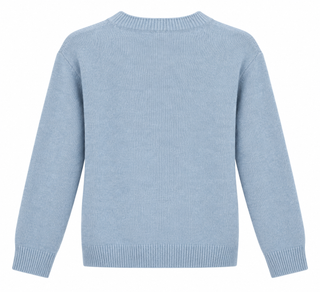 Spotted Equestrian Button Cardigan - Light Blue