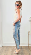 Purrfect Print Italian Denim-190 Denim-Germany-Coastal Bloom Boutique, find the trendiest versions of the popular styles and looks Located in Indialantic, FL