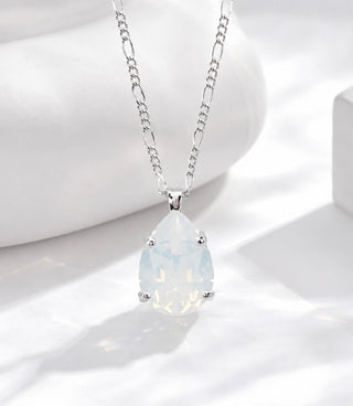 Teardrop Pendant Necklace - White Opal - Katora
