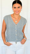 Chunky Cable Sweater Vest - Grey-150 Cardigans/Layers-Be Cool-Coastal Bloom Boutique, find the trendiest versions of the popular styles and looks Located in Indialantic, FL