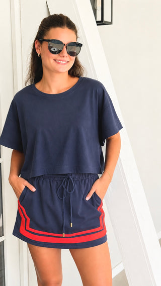 Weekend French Terry Italian Top - Navy