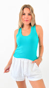 Elite Ribbed Scoop Neck Tank Top - Turquoise-100 Sleeveless Tops-Zenana-Coastal Bloom Boutique, find the trendiest versions of the popular styles and looks Located in Indialantic, FL
