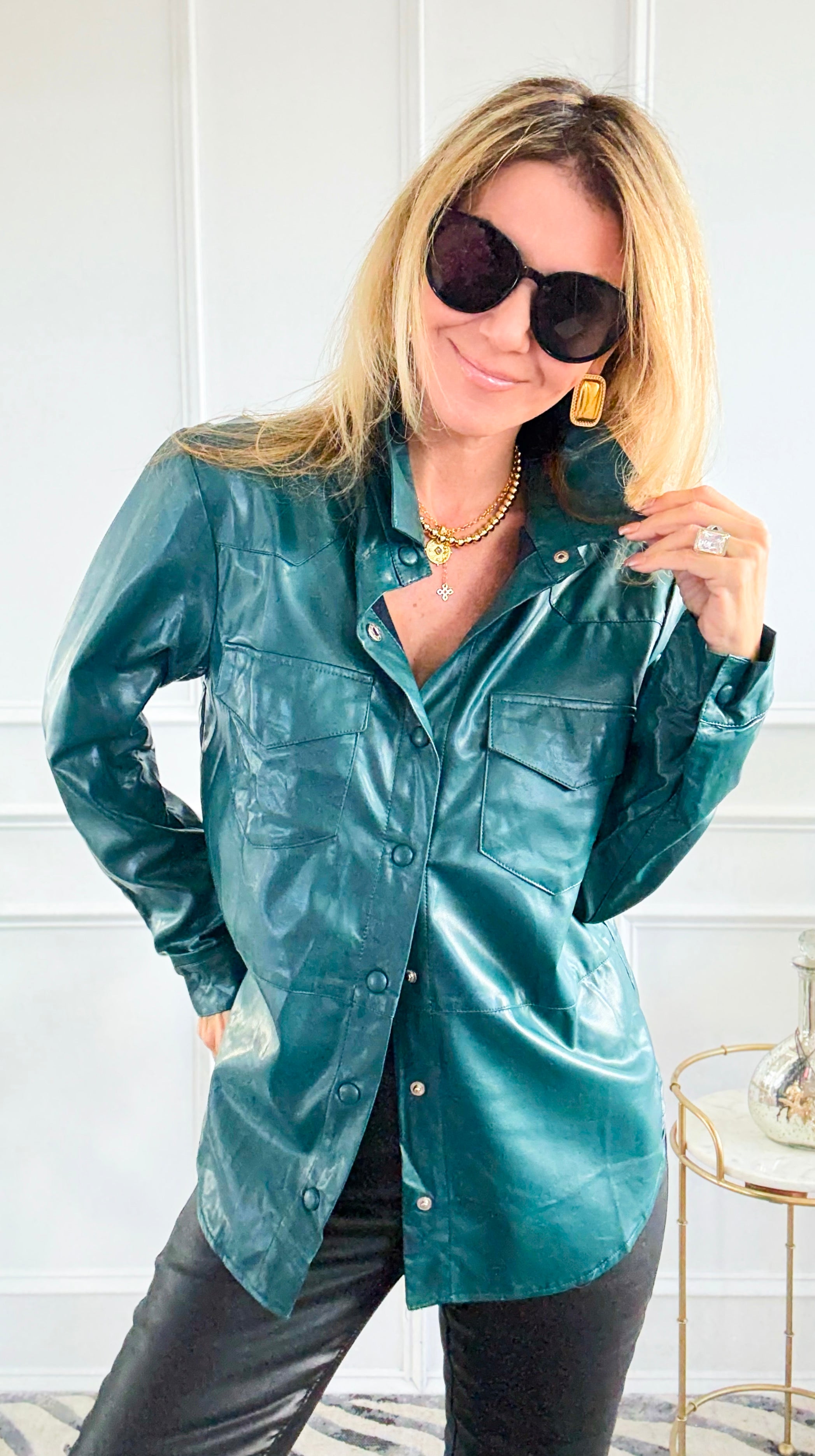 Forest Luxe Button-Down Top