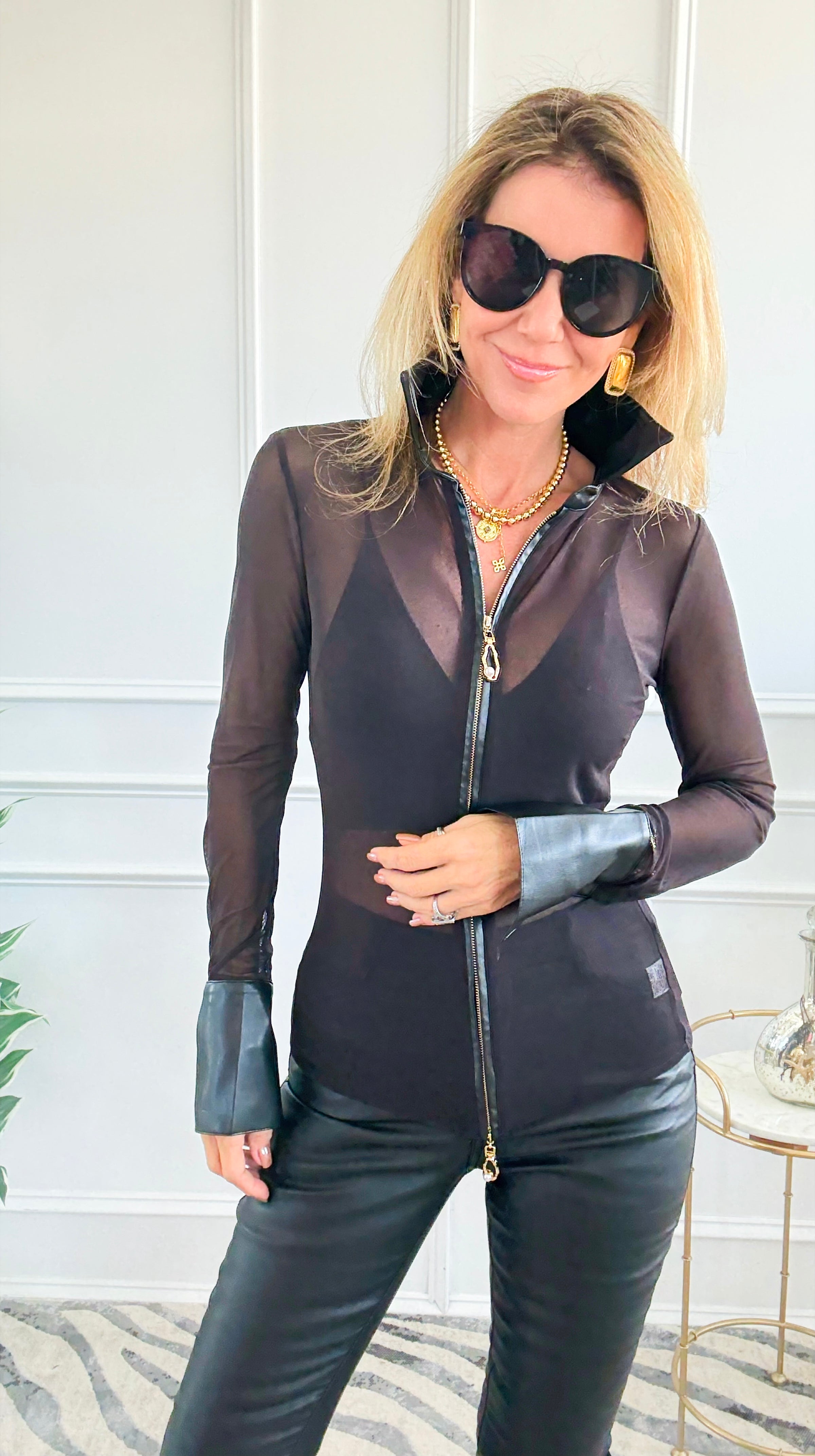 Moonlit Illusion Mesh Top - Black-130 Long Sleeve Tops-LA ROS-Coastal Bloom Boutique, find the trendiest versions of the popular styles and looks Located in Indialantic, FL