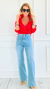 Sailor Vibes Italian Denim Pant-190 Denim-SASU UNICORN-Coastal Bloom Boutique, find the trendiest versions of the popular styles and looks Located in Indialantic, FL