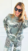 Camo & Wild Italian Long Sleeve Top-110 Long Sleeve Tops-AZUL MONACO-Coastal Bloom Boutique, find the trendiest versions of the popular styles and looks Located in Indialantic, FL