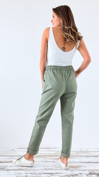 Spring Italian Jogger Pant- Army Green-180 Joggers-Italianissimo-Coastal Bloom Boutique, find the trendiest versions of the popular styles and looks Located in Indialantic, FL