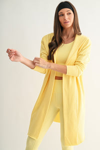 Open Front Longline Hoodie Cardigan - Yellow Glow