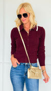Poetry Club Knit Cardigan - Burgundy-140 Sweaters-LOVE TREE-Coastal Bloom Boutique, find the trendiest versions of the popular styles and looks Located in Indialantic, FL