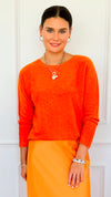Soho Italian Boatneck Pullover -Bright Orange-140 Sweaters-Italianissimo-Coastal Bloom Boutique, find the trendiest versions of the popular styles and looks Located in Indialantic, FL