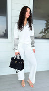 Side Stripe Wide-Leg Pant and Hooded Top-190 Denim-Ariella-Coastal Bloom Boutique, find the trendiest versions of the popular styles and looks Located in Indialantic, FL