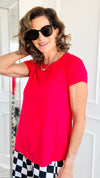 Round Hem Short Sleeve Top - Ruby-110 Short Sleeve Tops-Zenana-Coastal Bloom Boutique, find the trendiest versions of the popular styles and looks Located in Indialantic, FL