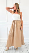 Monochrome Moment Strapless Dress - Ivory/Taupe-200 Dresses/Jumpsuits/Rompers-Blu Pepper-Coastal Bloom Boutique, find the trendiest versions of the popular styles and looks Located in Indialantic, FL