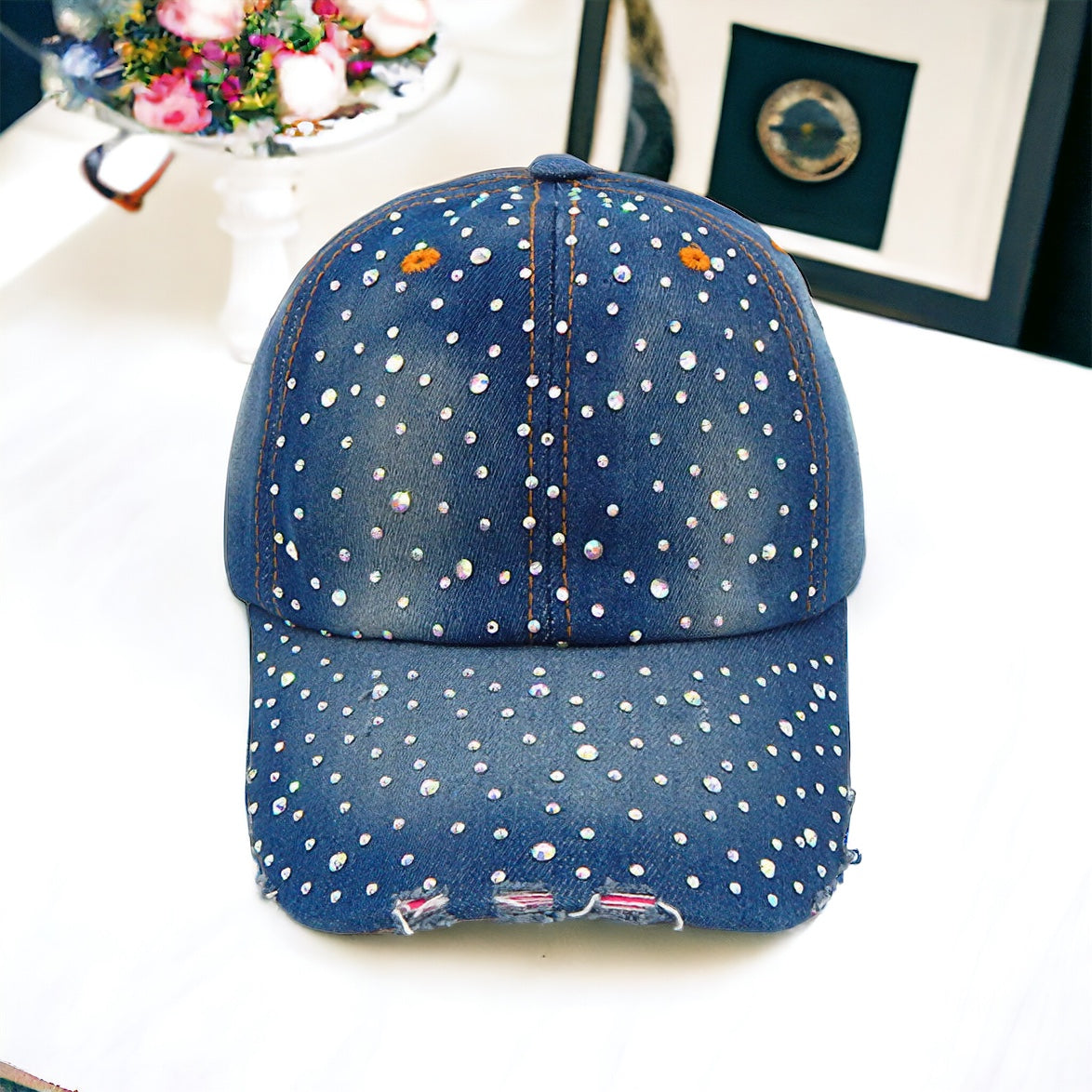 Bling Studded Baseball Cap-260 Other Accessories-Wona Trading-Coastal Bloom Boutique, find the trendiest versions of the popular styles and looks Located in Indialantic, FL