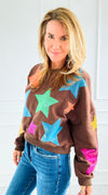 Starlight Pop Cropped Sweatshirt-110 Long Sleeve Tops-Blue Velvet-Coastal Bloom Boutique, find the trendiest versions of the popular styles and looks Located in Indialantic, FL