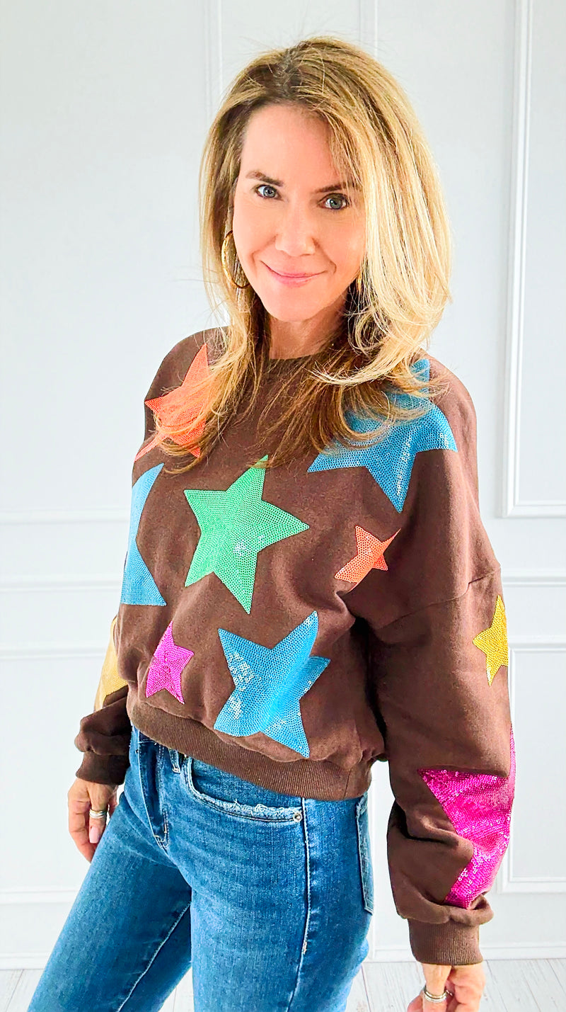 Starlight Pop Cropped Sweatshirt-110 Long Sleeve Tops-Blue Velvet-Coastal Bloom Boutique, find the trendiest versions of the popular styles and looks Located in Indialantic, FL