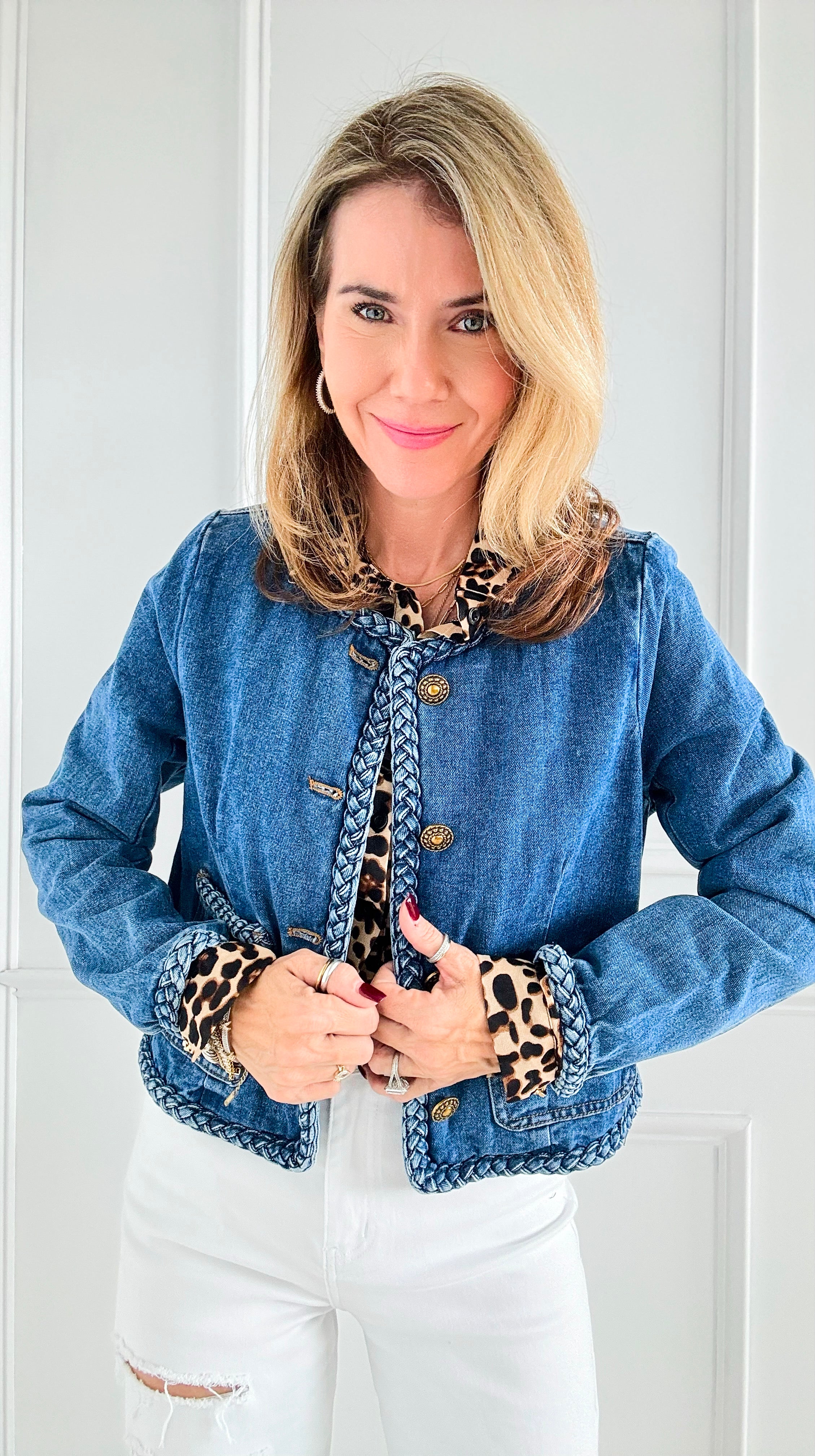 Denim Chic Braided Jacket-160 Jackets-litaga-Coastal Bloom Boutique, find the trendiest versions of the popular styles and looks Located in Indialantic, FL