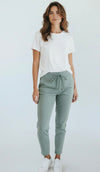 Easy Motion Stripe Italian Jogger- Sage-100 Pants-LY PARIS-Coastal Bloom Boutique, find the trendiest versions of the popular styles and looks Located in Indialantic, FL