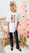 Sequin Nutcracker T-Shirt Dress/Tunic - White-200 Dresses/Jumpsuits/Rompers-Why Dress-Coastal Bloom Boutique, find the trendiest versions of the popular styles and looks Located in Indialantic, FL