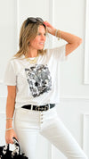 DAMAGED- Adorable Italian Graphic Tee- Black-110 short Sleeve Top-Italianissimo-Coastal Bloom Boutique, find the trendiest versions of the popular styles and looks Located in Indialantic, FL