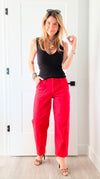 Soho Pop Barrel Pants-170 Bottoms-Risen-Coastal Bloom Boutique, find the trendiest versions of the popular styles and looks Located in Indialantic, FL