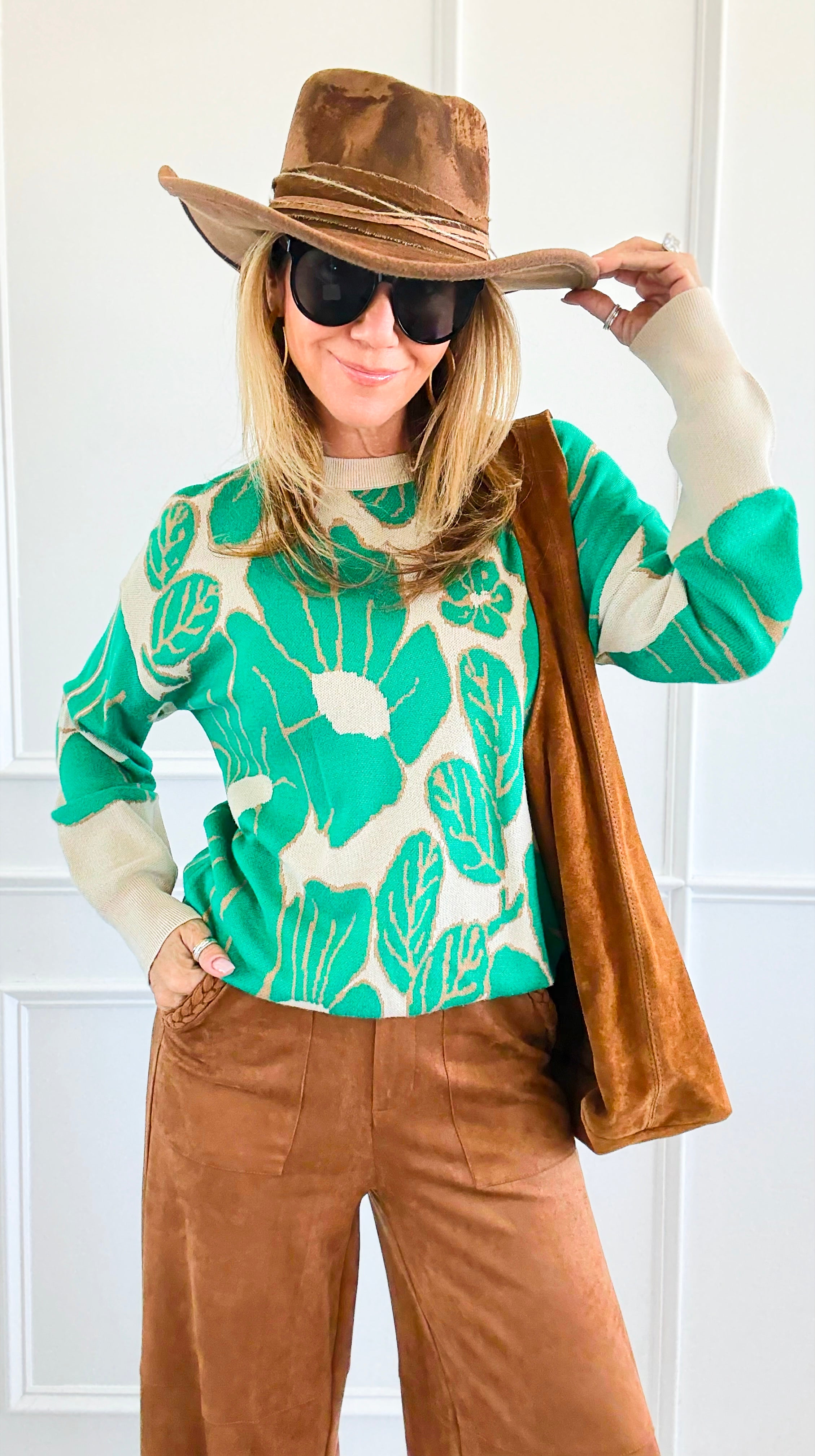 Bold Blossom Knit Sweater-140 Sweaters-sew in love-Coastal Bloom Boutique, find the trendiest versions of the popular styles and looks Located in Indialantic, FL