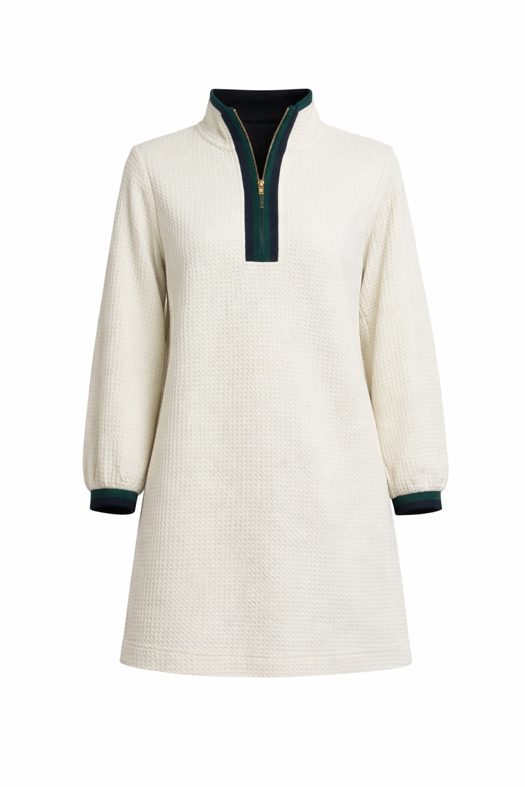 Easy Zip Front Textured Dress