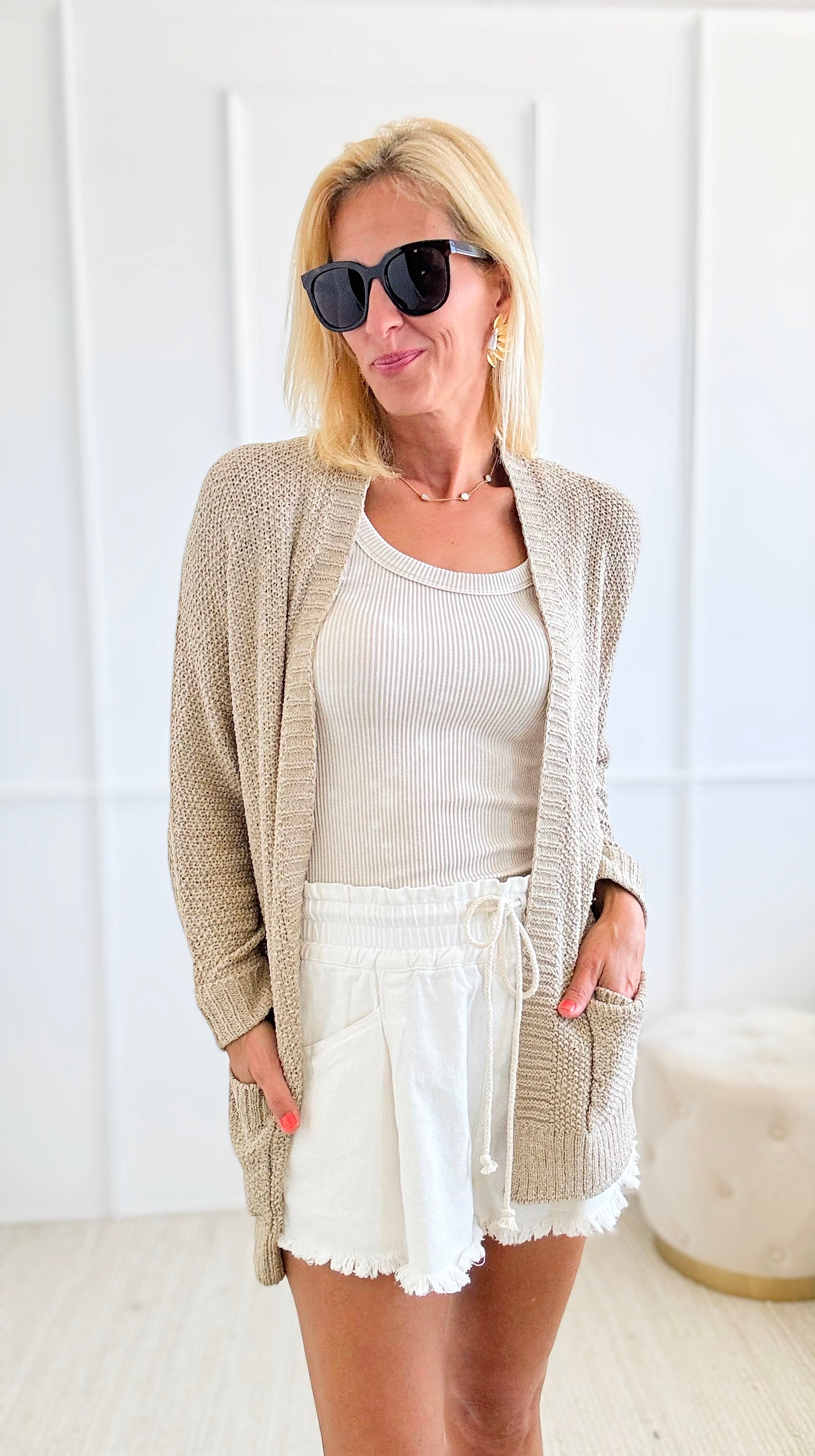 Slouchy Knit Open Front Cardigan - Oatmeal-150 Cardigans/Layers-EESOME-Coastal Bloom Boutique, find the trendiest versions of the popular styles and looks Located in Indialantic, FL