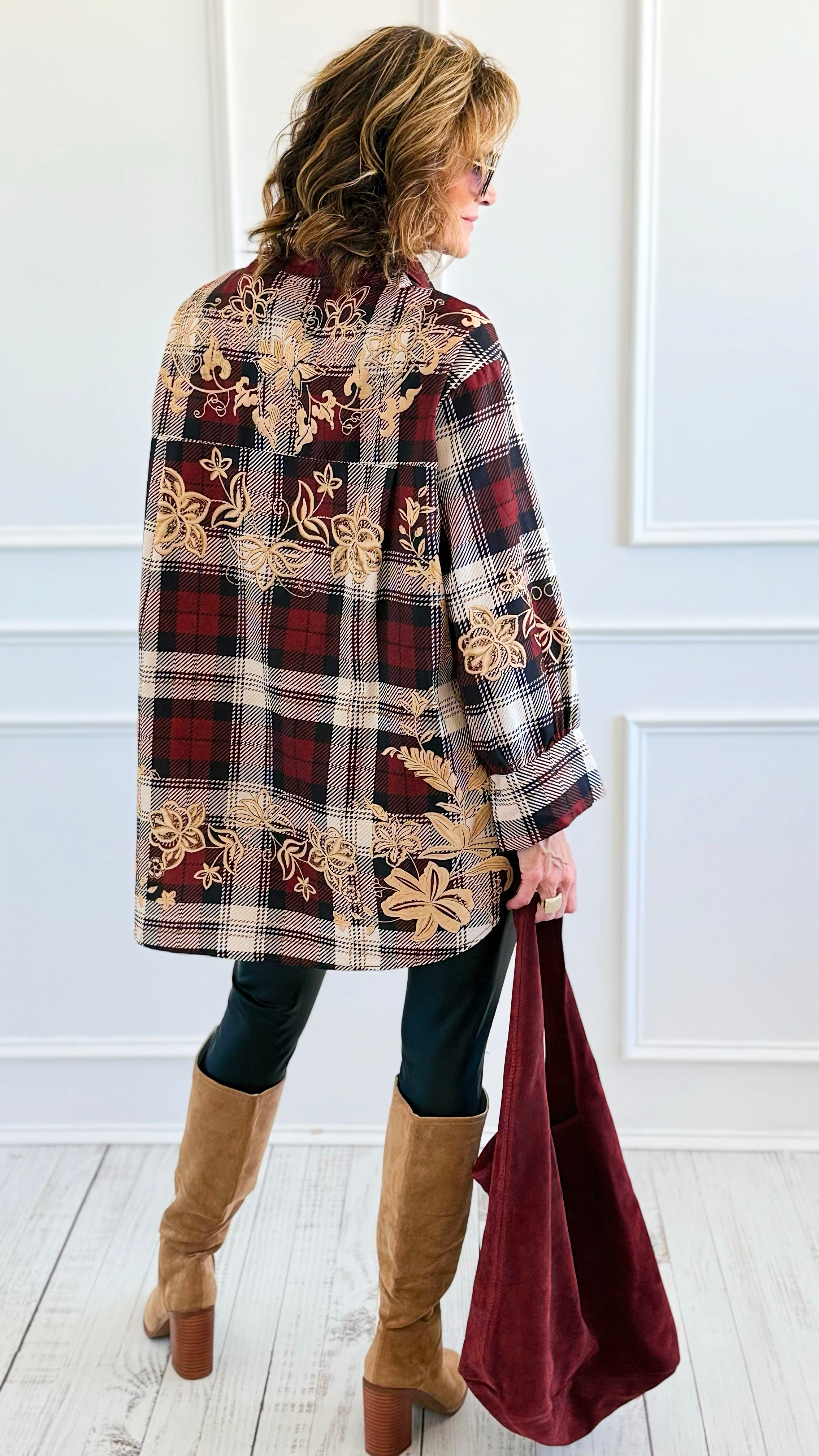 Vinework Plaid Italian Top-110 Long Sleeve Tops-TATTOO Z-Coastal Bloom Boutique, find the trendiest versions of the popular styles and looks Located in Indialantic, FL