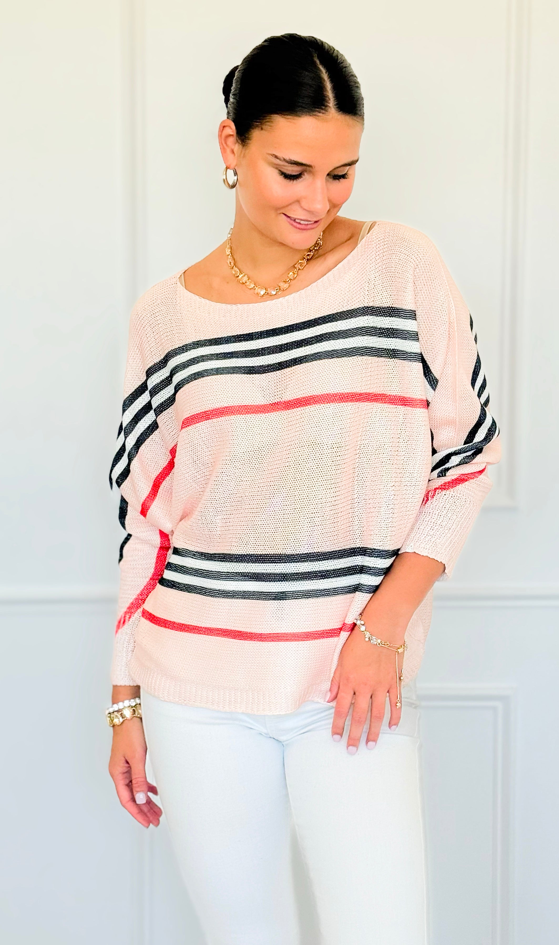 Iconic Striped Italian St Tropez Knit-140 Sweaters-SORPRESA-Coastal Bloom Boutique, find the trendiest versions of the popular styles and looks Located in Indialantic, FL