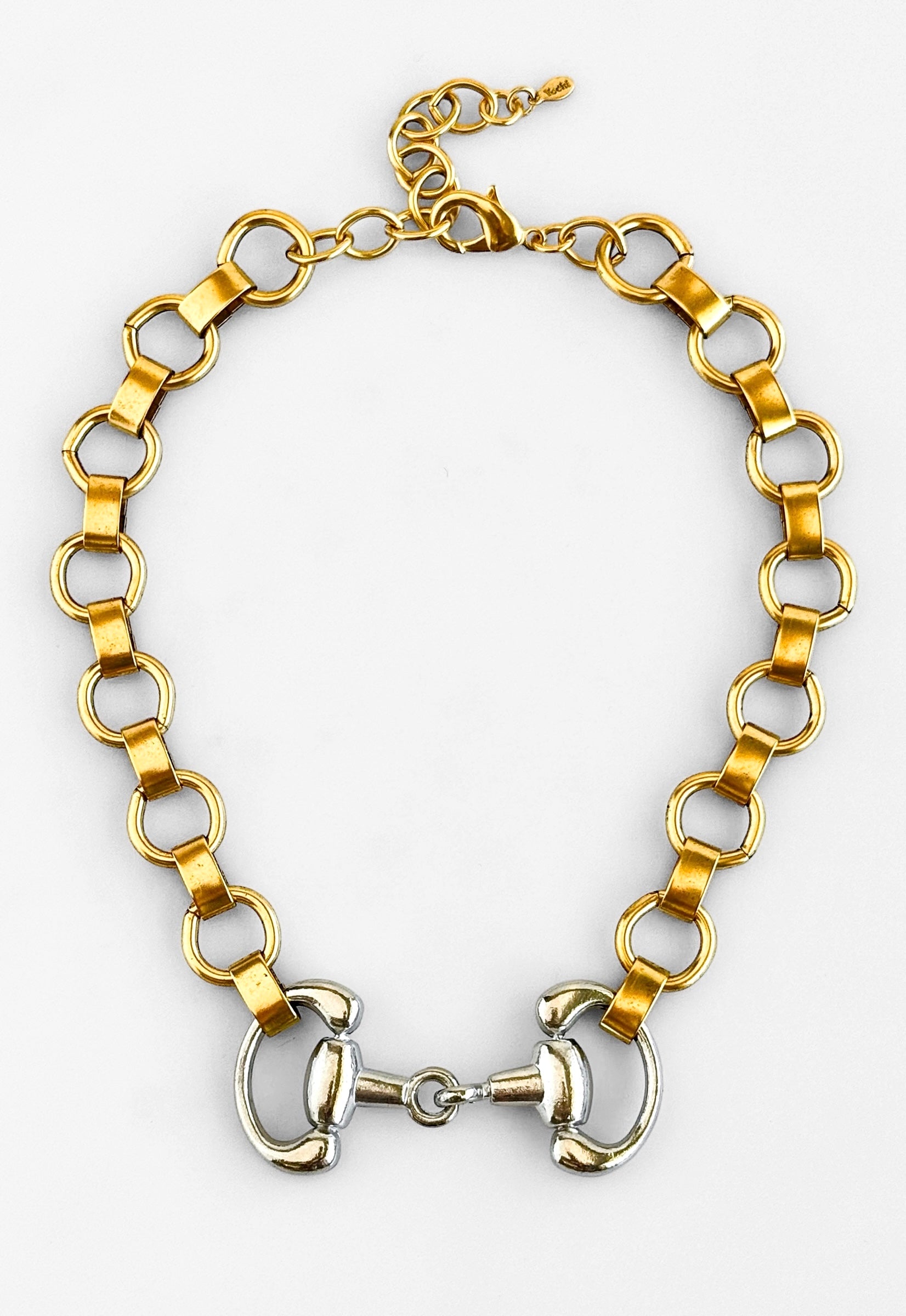 Horsebit Two Tone Chocker Necklace-230 Jewelry-YOCHI-Coastal Bloom Boutique, find the trendiest versions of the popular styles and looks Located in Indialantic, FL