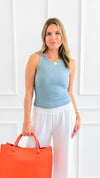 Malibu Coast Ribbed Tank - Blue Grey-100 Sleeveless Tops-Zenana-Coastal Bloom Boutique, find the trendiest versions of the popular styles and looks Located in Indialantic, FL