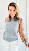 With Round Neck Lace Sleeves Knit Sweater-140 Sweaters-Rousseau-Coastal Bloom Boutique, find the trendiest versions of the popular styles and looks Located in Indialantic, FL