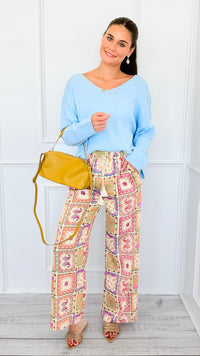 Waffle Winks Elastic Pants-170 Bottoms-DOE AND RAE-Coastal Bloom Boutique, find the trendiest versions of the popular styles and looks Located in Indialantic, FL