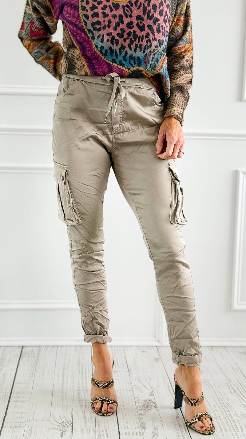 Cargo Wish List Italian Joggers- Taupe-180 Joggers-CRIS S.R.L.-Coastal Bloom Boutique, find the trendiest versions of the popular styles and looks Located in Indialantic, FL
