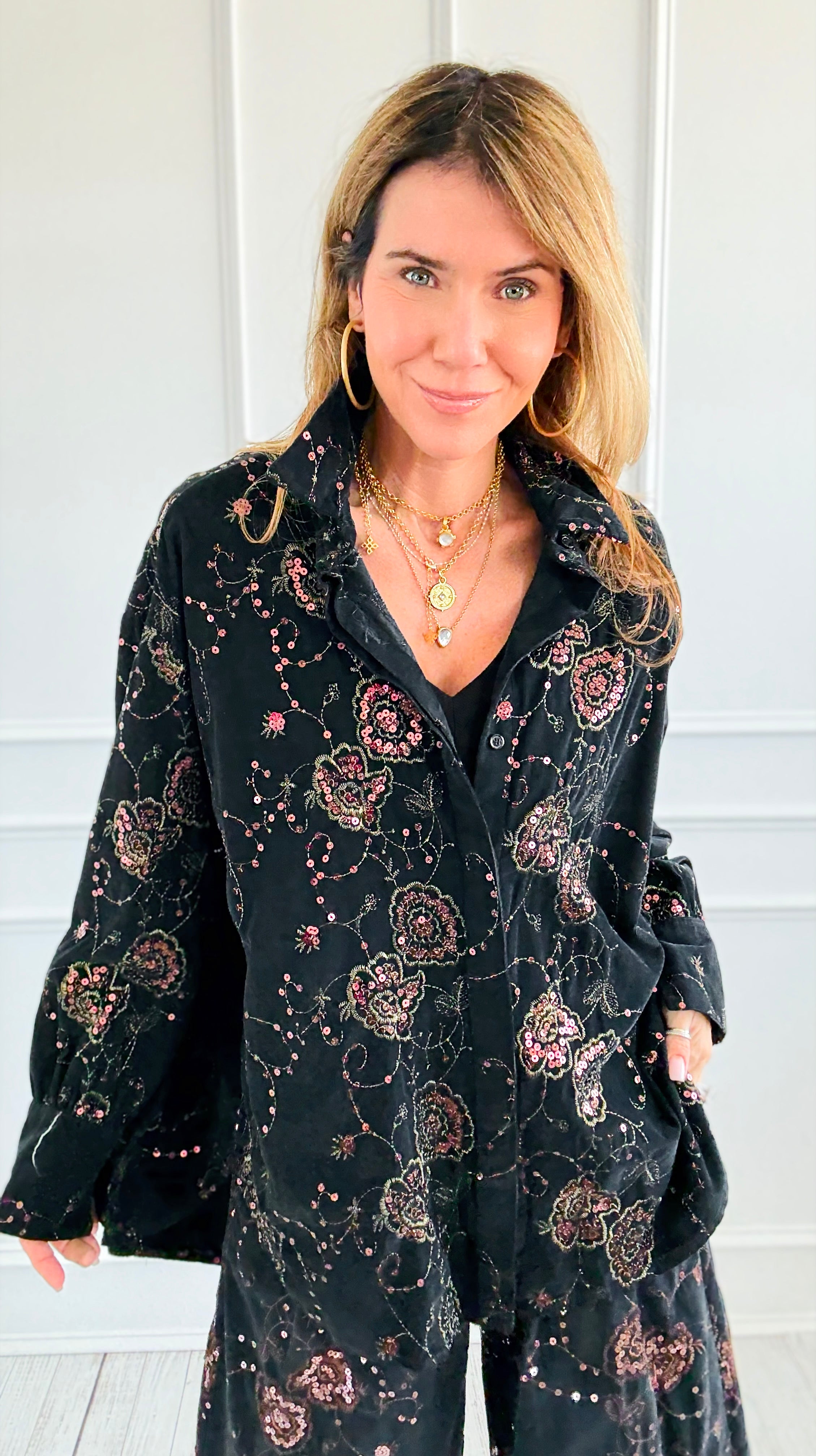 Ornate Charm Italian Corduroy Top-110 Long Sleeve Tops-TATTOO Z-Coastal Bloom Boutique, find the trendiest versions of the popular styles and looks Located in Indialantic, FL