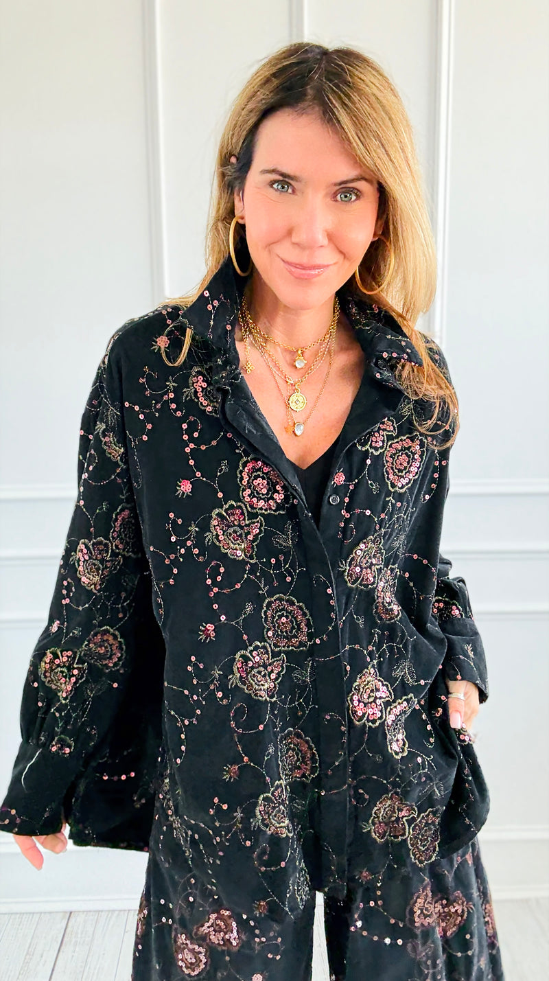 Ornate Charm Italian Corduroy Top-110 Long Sleeve Tops-TATTOO Z-Coastal Bloom Boutique, find the trendiest versions of the popular styles and looks Located in Indialantic, FL