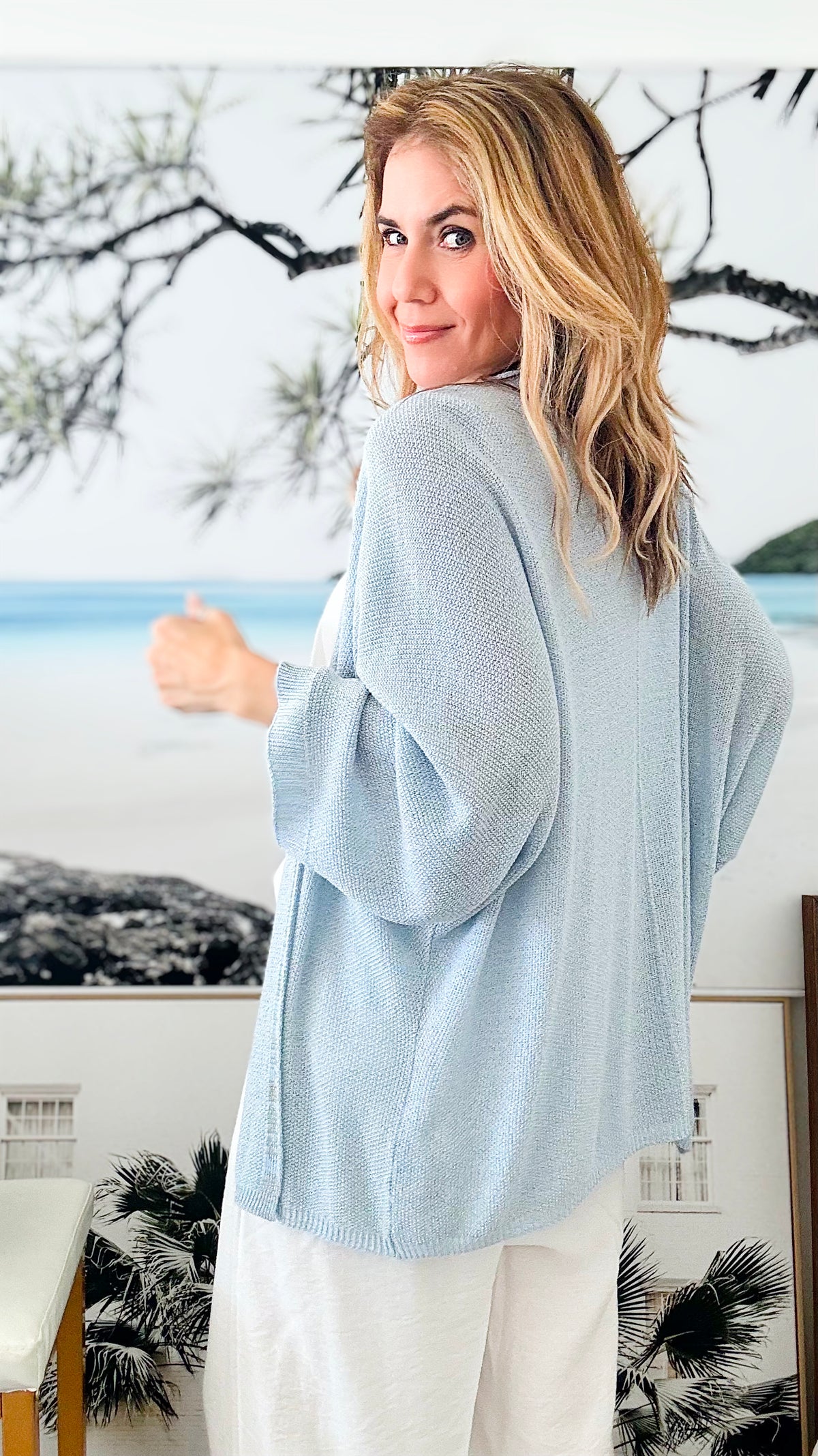 Starlight Sparkle Italian Cardigan - Slate Blue-150 Cardigans/Layers-Germany-Coastal Bloom Boutique, find the trendiest versions of the popular styles and looks Located in Indialantic, FL