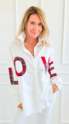Tartan Love Italian Blouse-110 Long Sleeve Tops-TATTOO Z-Coastal Bloom Boutique, find the trendiest versions of the popular styles and looks Located in Indialantic, FL