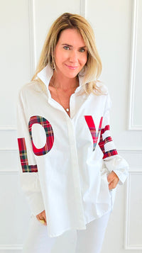 Tartan Love Italian Blouse-110 Long Sleeve Tops-TATTOO Z-Coastal Bloom Boutique, find the trendiest versions of the popular styles and looks Located in Indialantic, FL
