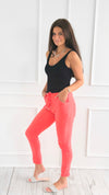 Love Endures Italian Jogger - Coral-180 Joggers-Italianissimo/ SUNNY HOLIDAYS-Coastal Bloom Boutique, find the trendiest versions of the popular styles and looks Located in Indialantic, FL