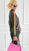 Rainbow Runway Sweater-Deep Forest-140 Sweaters-V SKY-Coastal Bloom Boutique, find the trendiest versions of the popular styles and looks Located in Indialantic, FL