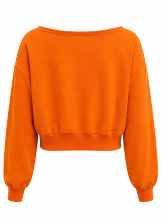 Off-Shoulder Sweatshirt Top - Orange