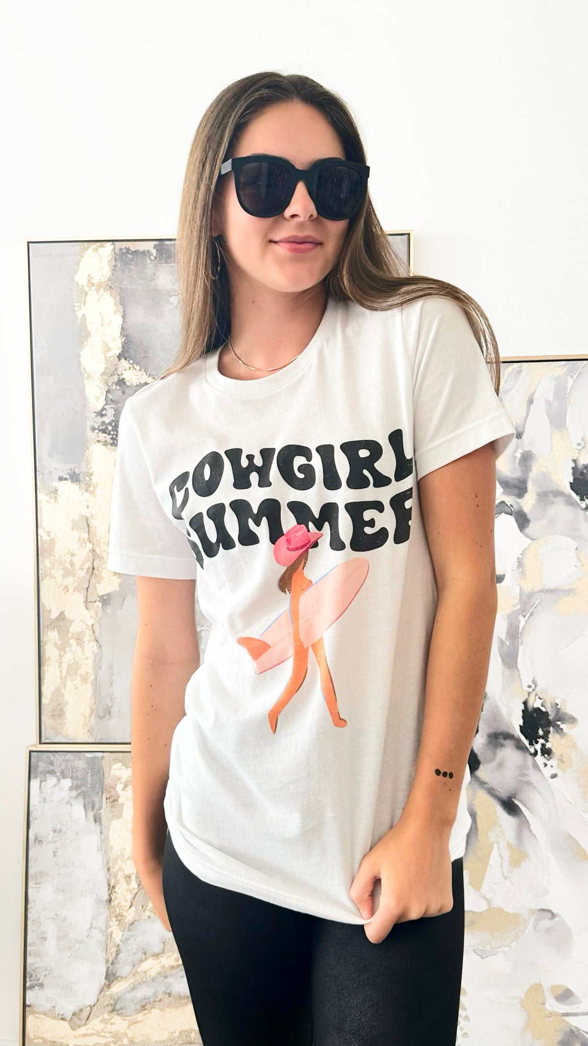 Cowgirl Summer Graphic Tee Shirt-120 Graphic-WKNDER-Coastal Bloom Boutique, find the trendiest versions of the popular styles and looks Located in Indialantic, FL